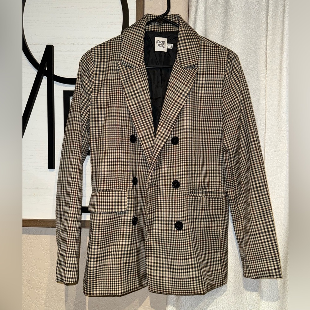 Princess Polly Checkered Blazer Mrs Nancy‎ - Black and Cream